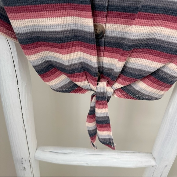 American Eagle Striped Button Front Ribbed Tank Top SZ Medium - Picture 7 of 9